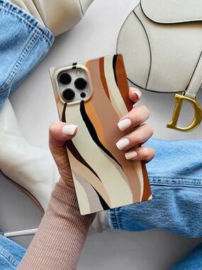 FLAUNT Square Neutral Print iPhone Case - 15 pro max